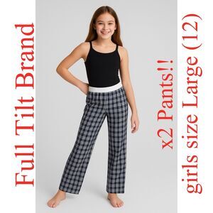 Bundle TWO NWT Blue Plaid Elastic Waist Pajama Pants Girls Size 12Y Y2K Hip Hop